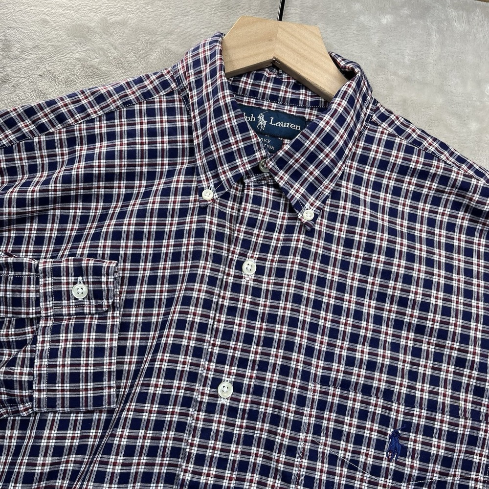 Ralph Lauren Mens Blake Button Down Shirt Size Large Blue Red Plaid *READ*